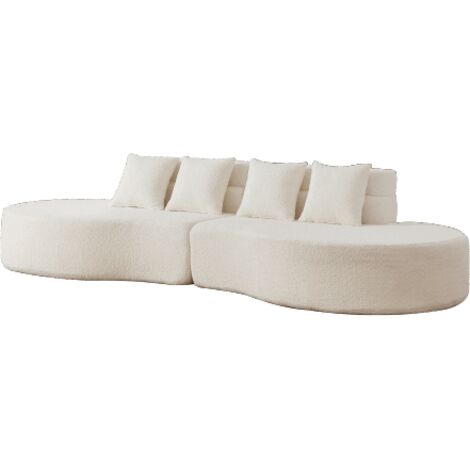 Canapé modulable 2 pièces sans structure 310x110x65cm, canapé nuage mousse mémoire haute densité lavable, design minimaliste pour salon, beige