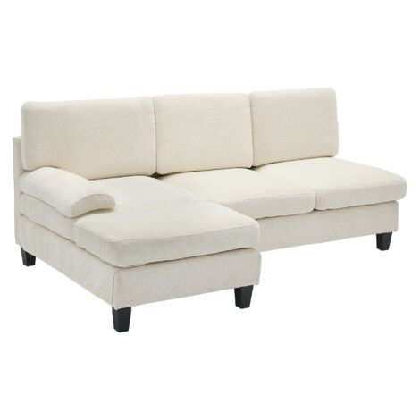 Canapé d’angle 3 places 194x118x81 cm convertible, canapé-lit en l pour salon ou chambre, rembourré confortable, tissu, beige (1/5)
