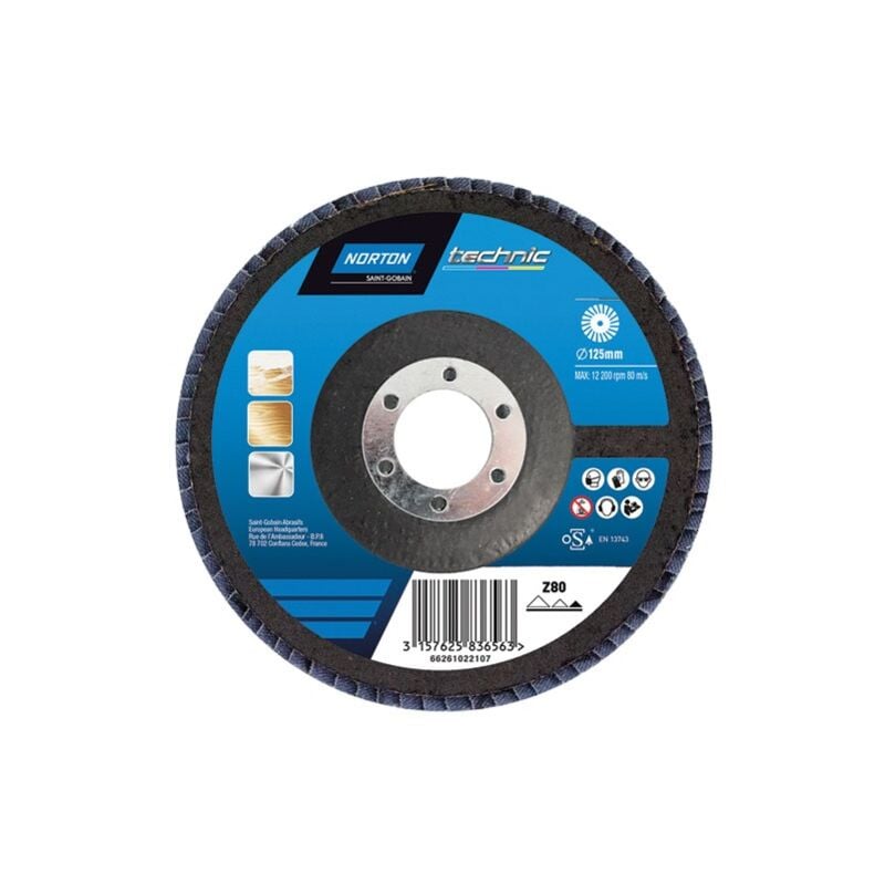 NORTON - Disque à lamelles convexe sup. fibre technic 125x22 g.60