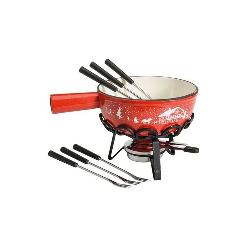 TABLE & COOK - Service a fondue savoyarde 22 cm frise hiver rouge