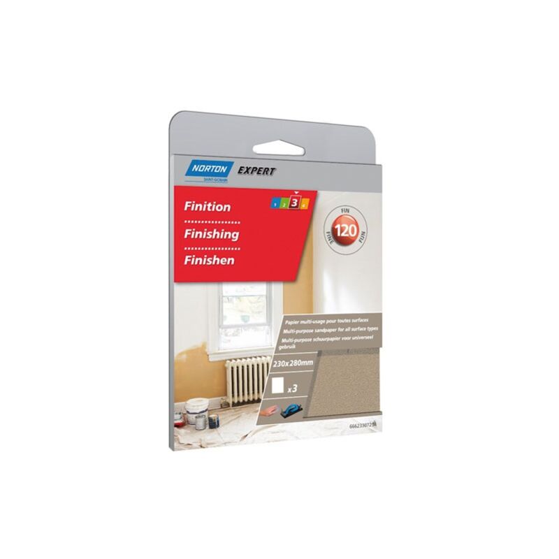 NORTON - Papier abrasif multiusages grain 120 x3 SC