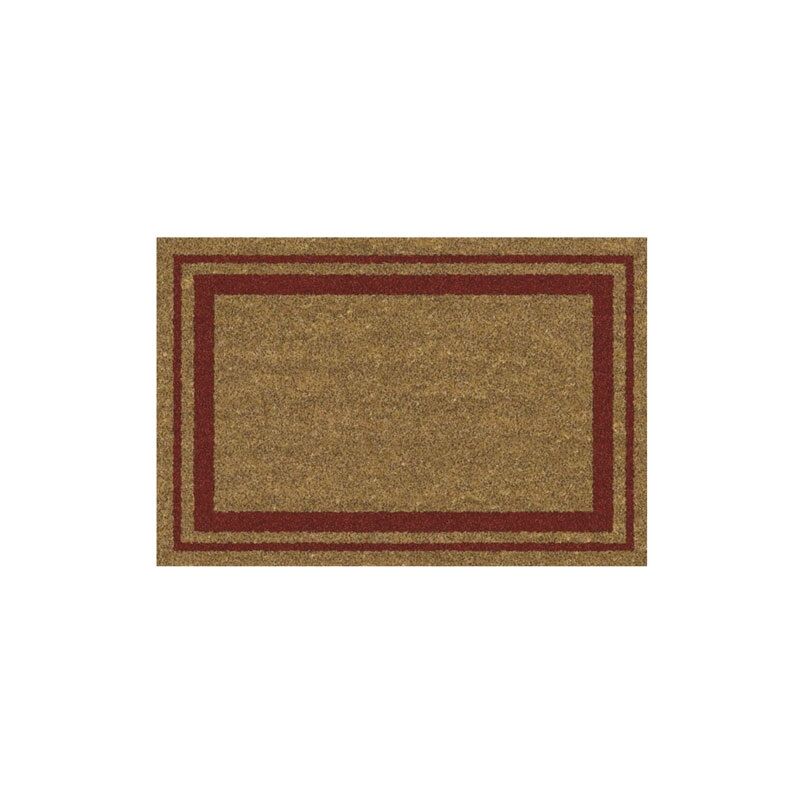 IDMAT - Tapis coco naturel bordures rouge 40x60cm