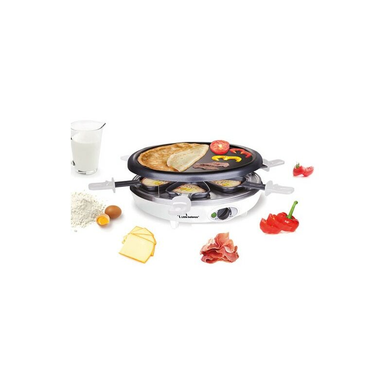 Livoo - Appareil à raclette/fondue 12 personnes - 5 en 1, puissance 1650 W,  3 thermostats