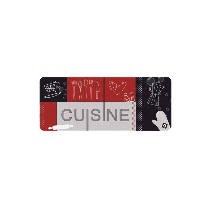 IDMAT - Tapis decor de cuisine cuisine rouge noir 50x120 cm
