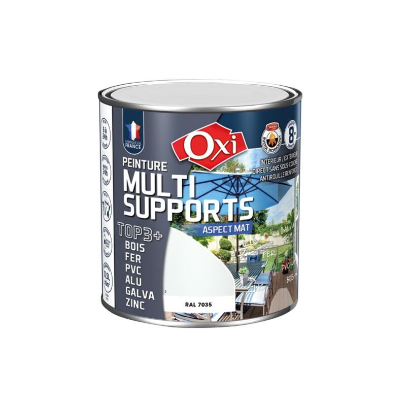 OXI - Peinture TOP 3 bois fer pvc mat 500ml gris clair ral7035