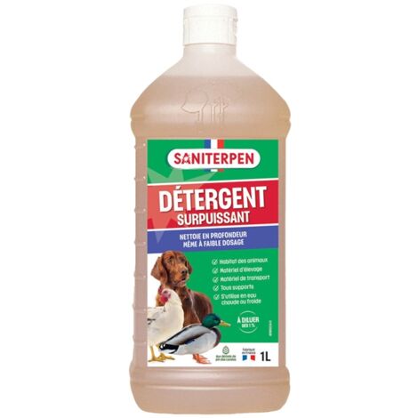 Nettoyant surpuissant Saniterpen 1L – Détergent concentré pour habitat animal – Nettoyage manuel ou haute pression – Biodégradable – Action Pin