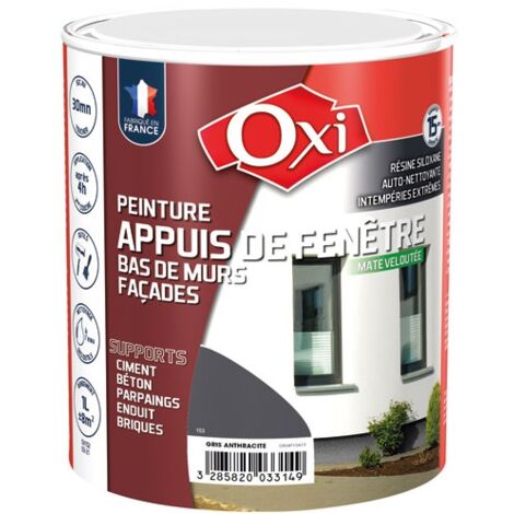 Peinture extérieure mate veloutée gris anthracite RAL 7016 – Haute résistance – 1 L pour maçonnerie – Protection anti UV et auto-nettoyante – OXI - POT 1 L (1/3)