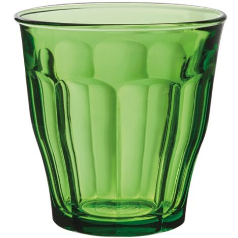 Lot de 6 gobelets en verre trempé 250 ml – Couleur vert jungle – Ultra-résistants aux chocs thermiques – Empilables et passe au lave-vaisselle – Duralex