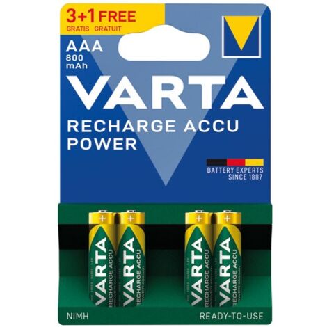 VARTA - Piles rechargeables HR03 AAA 800 mAh blister 3+1 offerte (1/2)