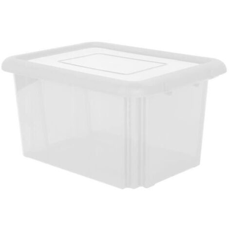 EDA – Bac de rangement avec couvercle 55 L – Dimensions 60 x 44 x 30 cm – Design naturel pour organisation efficace – Accès facile au contenu