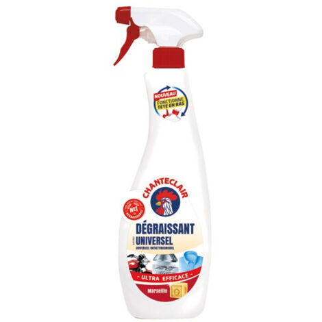 Spray dégraissant universel Marseille 600 ml – Élimine les tâches de gras sur toutes surfaces – Fonctionne à l'envers pour flexibilité d'utilisation – Chanteclair