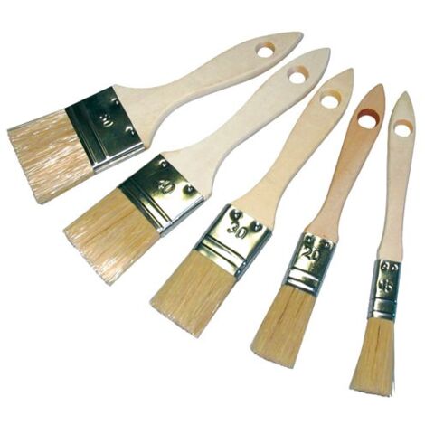 SAVY - Lot de 5 pinceaux plat manche bois