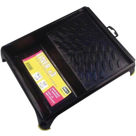 Bac à peinture noir antiglisse plat 180 mm – Grille intégrée – Pour rouleaux jusqu'à 180 mm – Stabilité optimale avec pieds anti-glisse – Savy (1/5)