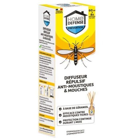 HOME DEFENSE - Diffuseur répulsif anti-moustiques anti-mouches 60ml (1/3)