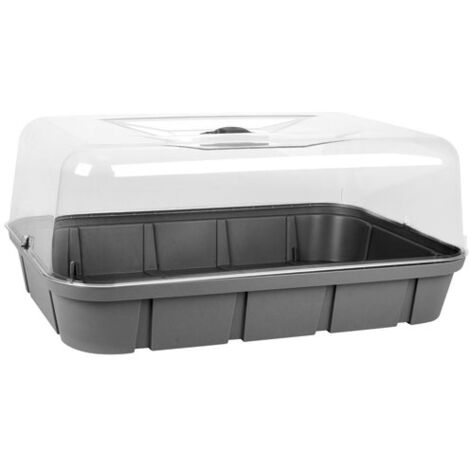 EDA – Mini serre de culture L 56x38x24cm – Bac gris anthracite 15.7L – Serre translucide pour balcon et jardin