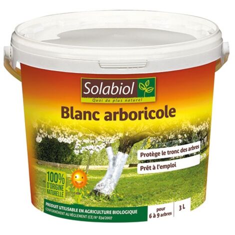Protection arbres fruitiers blanc – Insecticide biologique – Application facile – Comble les fissures et plaies de l'écorce – 3 litres – Solabiol