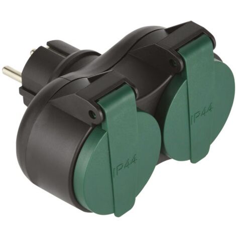 Electraline – Multiprise 2 prises + terre 16A IP44 – Résistante à l'eau et à la poussière – Pour environnements difficiles