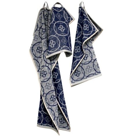 TISSAGES DE BEAULIEU - Lot torchon, essuie main, lavette jacquard bleu