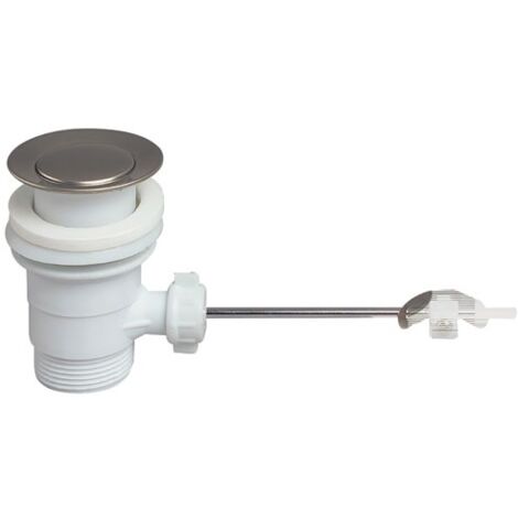 Wirquin Pro – Bonde de lavabo plastique à tirette sans tirette – Clapet rentrant inox – Plage de serrage 28 à 45 mm – Diamètre standard lavabo (1/4)