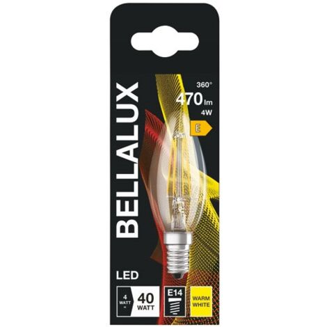 Ampoule LED verre transparent flamme E14, 4W, 470lm. (1/2)