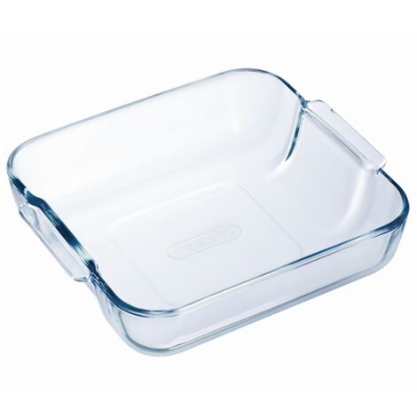 Plat à four carré 21 cm en verre borosilicate – Résistant jusqu'à 300°C – Compatible micro-ondes et lave-vaisselle – Prise en main facile – Pyrex