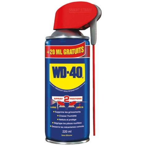 Dégrippant WD-40 220ml – Spray double position – Huile minérale hydrofuge – Protège contre humidité et corrosion