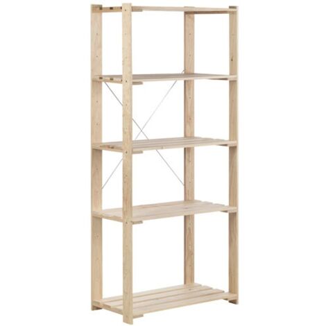Astigarraga – Étagère Nova 5 tablettes en pin massif – Dimensions 174,5 x 76,5 x 38,5 cm – Charge max 100 kg par tablette – Installation facile