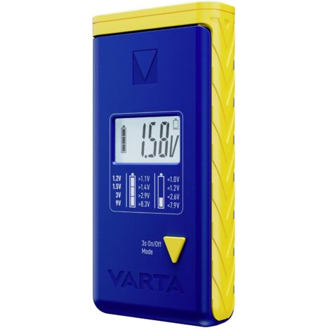 Varta – Testeur de piles LCD – Mesure de tension pour AA, AAA, C, D, 9V – Indicateur de batterie faible – Arrêt automatique 30s