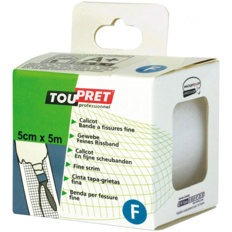 Toupret – Bande à fissures fine 5cm x 5m – Très élastique pour rebouchage murs et plafonds intérieurs – Invisible après finition - Fine5cmx5m