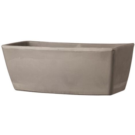 Jardinière en terre cuite 32cm gris – Résistante au gel – Poreuse et percée – Volume 4.5L pour espaces extérieurs – Deroma