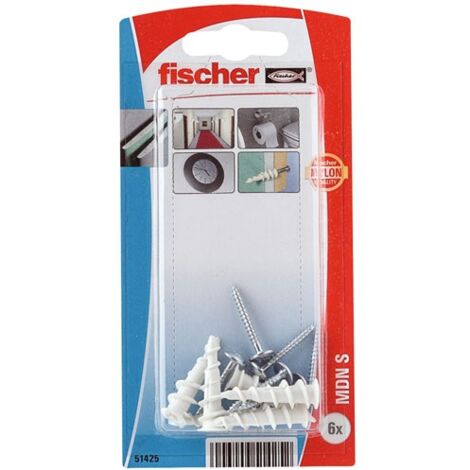 Fischer – Chevilles plaques de plâtre avec vis MDN – Lot de 6 – Ø12 x 30 mm – Pour béton cellulaire et carreau de plâtre – Charge légère