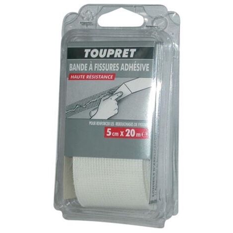 Toupret – Bande à fissures armée 5 cm x 20 m – Renforcement pour fissures inertes ou mouvantes – Adhésif intégré – Installation rapide sans outils - e5cmx20m (1/4)