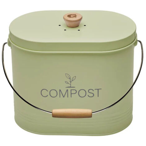GUILLOUARD - SEAU A COMPOST 7L OVALE VERT PASTEL AVEC FILTRE (1/7)