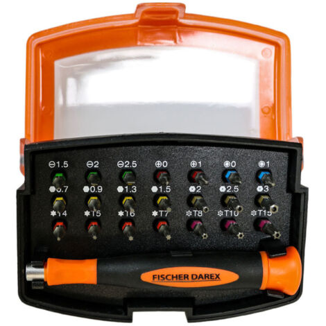 FISCHER DAREX - Coffret de 21 embouts de vissage et tournevis porte embouts (1/4)