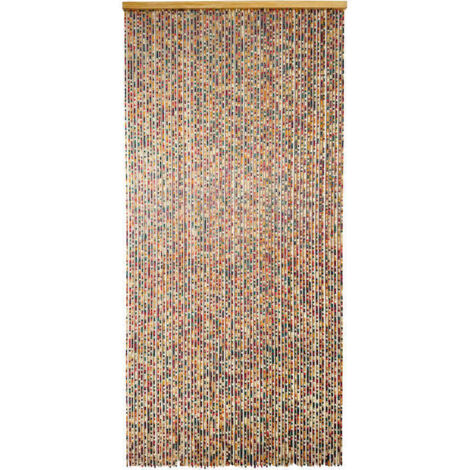 Rideau de porte en perles de bois multicolores 90 x 200 cm – Densité optimale avec 70 bandes – Installation rapide sans outils – Morel