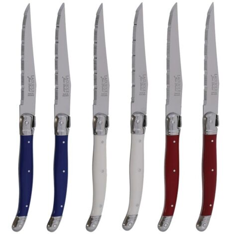 JEAN DUBOST - LAGUIOLE BLOC 6 COUTEAUX BLEU BLANC ROUGE