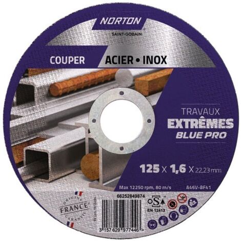 NORTON - Disque à tronçonner métal/inox 125x1.6x22.2
