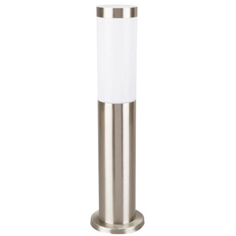 Lampe poteau E27 20W en inox – Dimensions 44 x 11 cm – Indice de protection IP44 – Abat-jour en plastique opale – Prolight