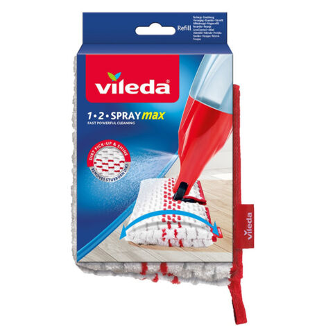 Vileda – Recharge microfibre XXL pour système de lavage 1-2 Spray Max – Lavable jusqu'à 100 fois à 60°C – Tête orientable 180° pour nettoyage rapide