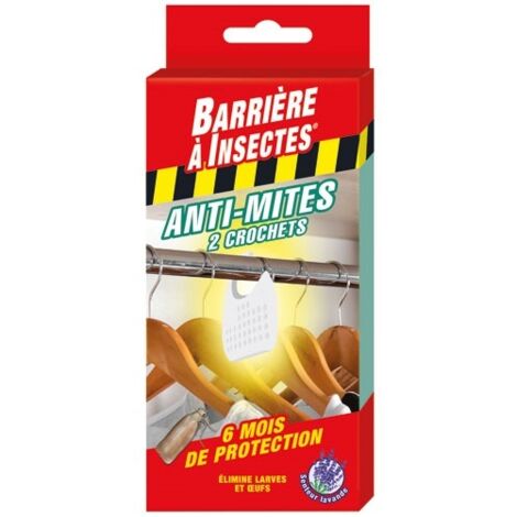 BARRIERE A INSECTES - Antimites des vêtements étui de 2 crochets