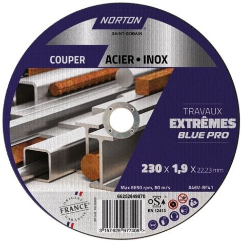 NORTON - Disque à tronçonner métal/inox 230x1.9x22.2