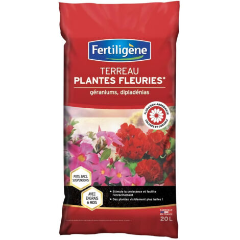FERTILIGENE - Terreau plantes fleuries, géraniums, dipladénias  20l