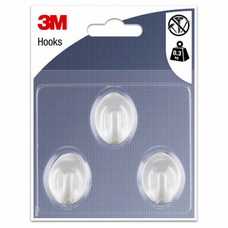 Lot de 3 crochets adhésif, 3M gris / argent 0.3 kg (1/2)
