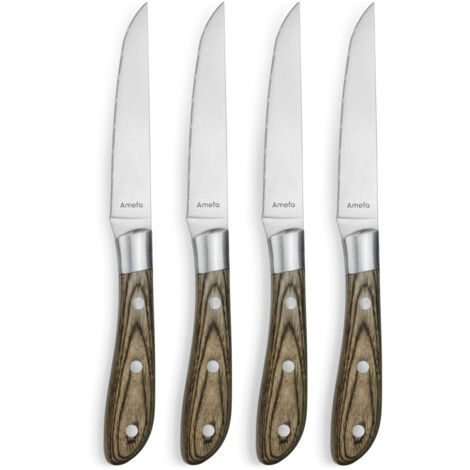 AMEFA ACHILLE COFFRET 4 COUTEAUX STEAK BOIS DE PAK 255015MB02BR4