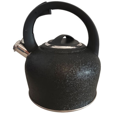 Bouilloire Inox Sifflet 2l5 Noir Martele - Baumalu (1/5)