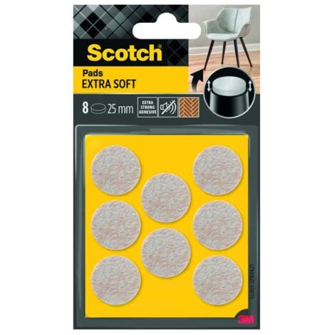 SCOTCH Lot de 8 patins feutre en laine adhésif, SCOTCH, diam. 25 mm, beige