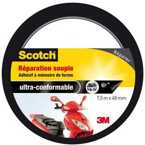 Adhésif Scotch Réparation Une Face Souple Multiusage L.7.5 M X L.48 Mm, Noir (1/5)