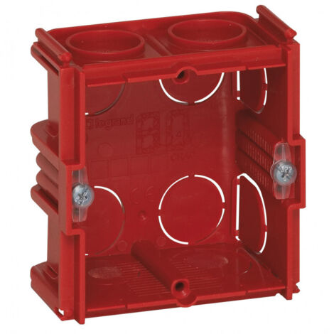 Legrand – Boîte à encastrer carrée Batibox maçonnerie 1 poste – Profondeur 40mm – Fixation à vis ou à griffe – Entrées défonçables pour gaines électriques