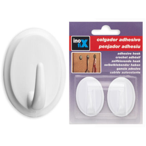 INOFIX - Crochet adhésif ovale blanc en blister (1/2)