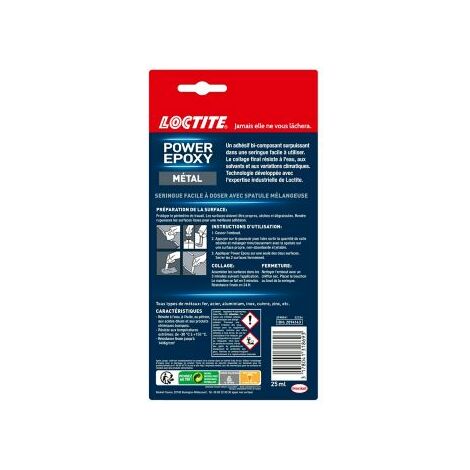 Loctite Colle Epoxy liquide spéciale Metal, Colle epoxy bi-composante couleur métal, Colle forte et rapide pour métaux et autres matériaux, colle ultra résistante, seringue de 25 ml